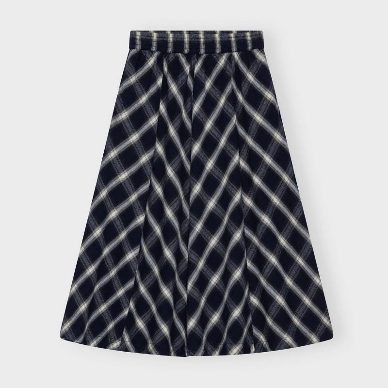 Pin skirt check - navy/grey/ecru