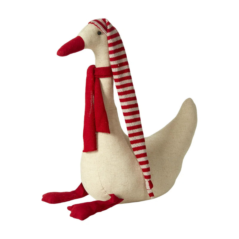 Gås m/tørklæde H43cm stof - sand