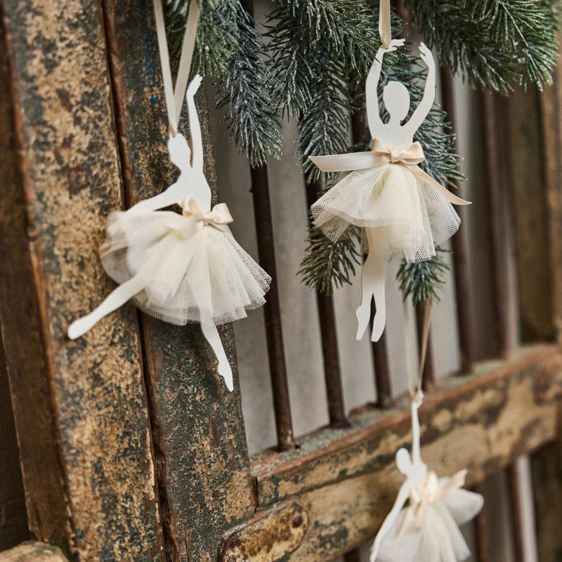 Ballarina 3ass 10x1x17cm metal - white /champagne