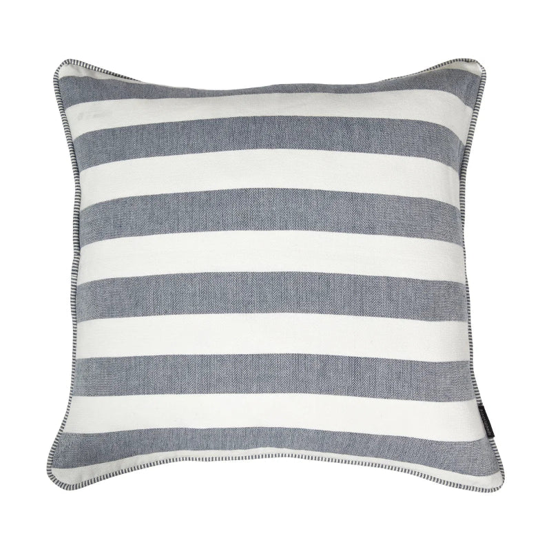 Pude m/fyld 50x50cm bomuld - Dark Blue/white