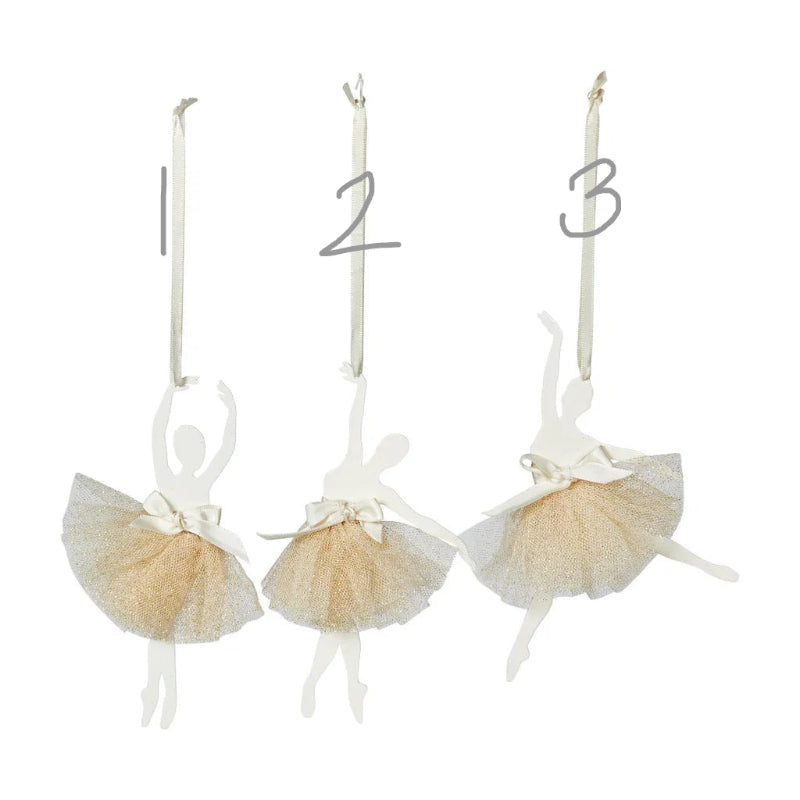 Ballarina 3ass 10x1x17cm metal - white /champagne