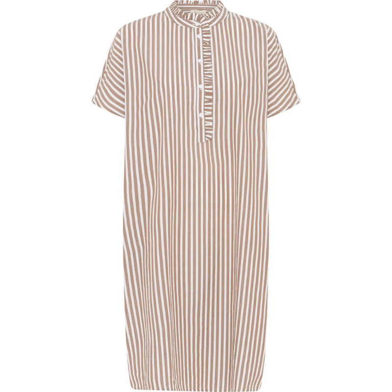 Kjole - Seoul ss frill - Coffee quartz stripe