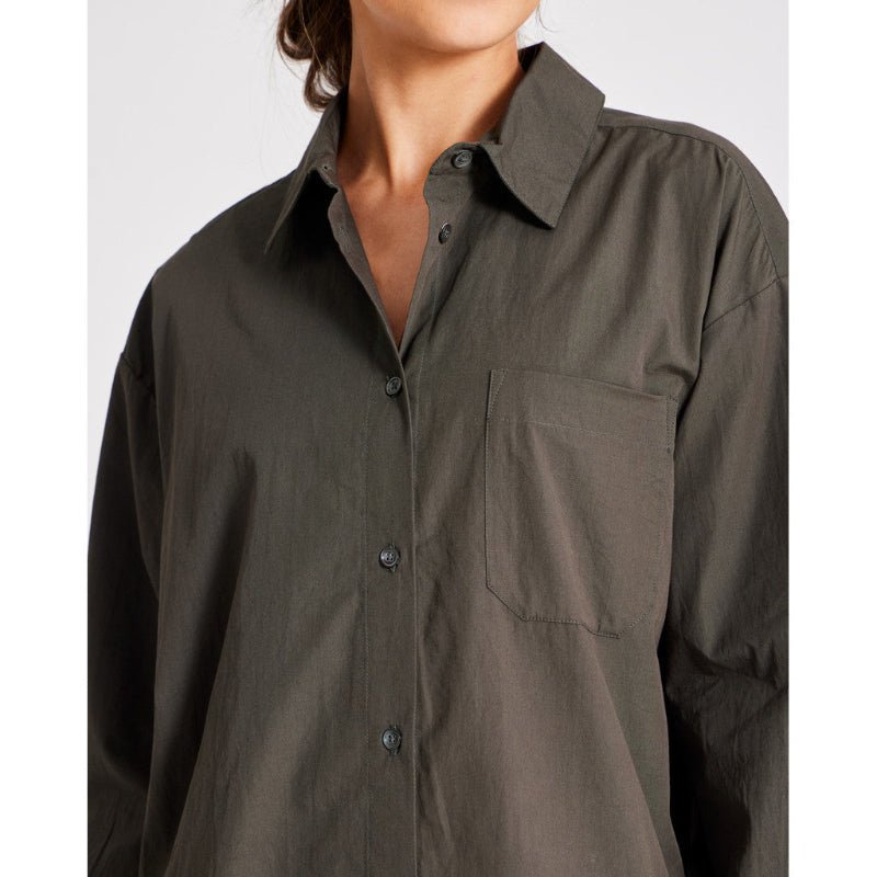 Astrid - L/S Poplin Shirt - Beluga - Nordic Home Living