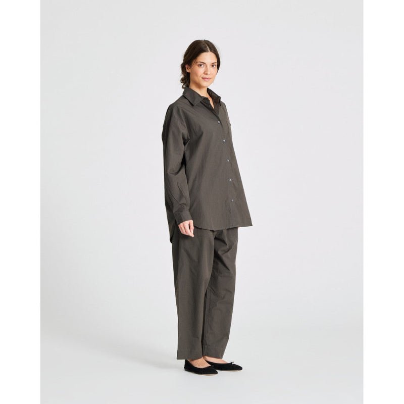 Astrid - L/S Poplin Shirt - Beluga - Nordic Home Living