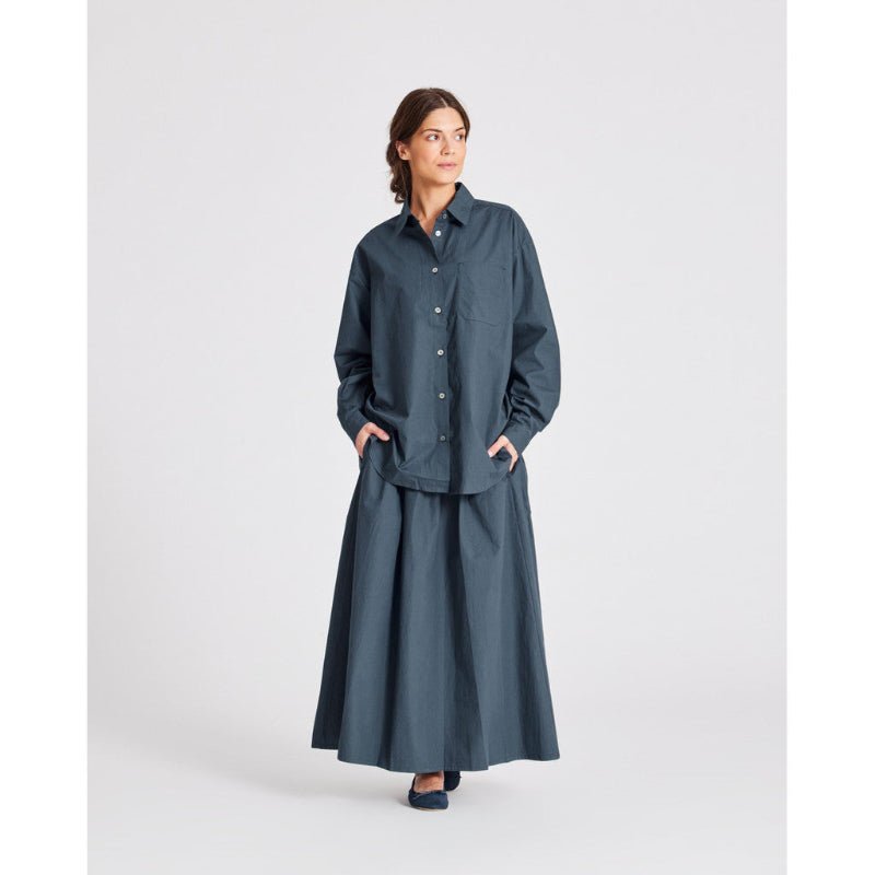 Astrid - L/S Poplin Shirt - Denim Blue - Nordic Home Living