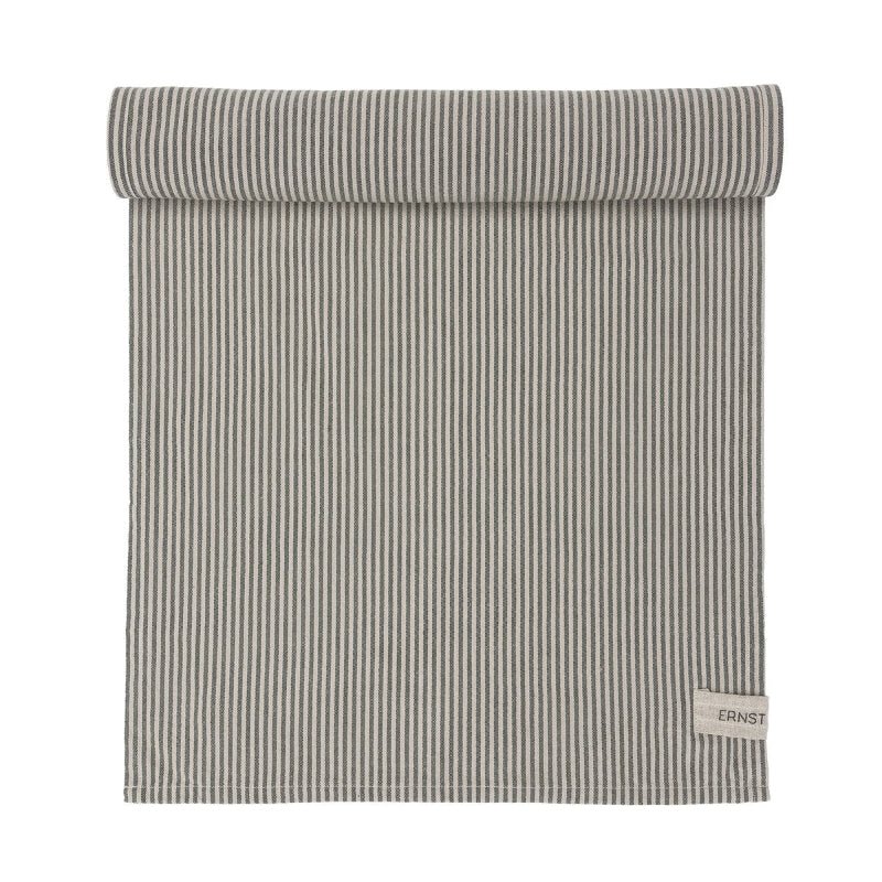 Bordløber - Beige/grøn strib - 45x250cm - Nordic Home Living