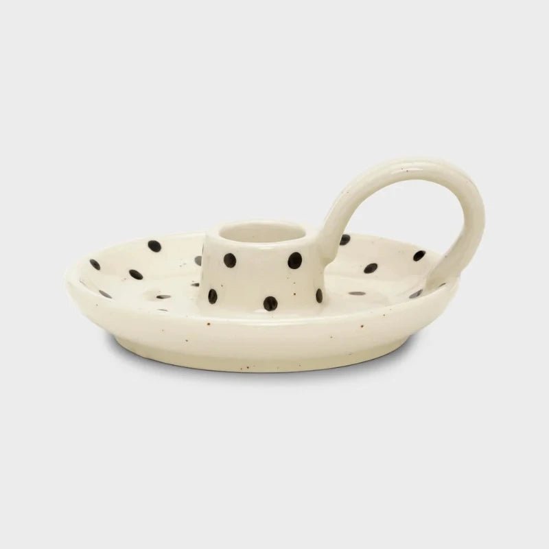 Candle holder - Ecru/black - dots | moshi moshi mind - Nordic Home Living