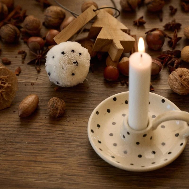 Candle holder - Ecru/black - dots | moshi moshi mind - Nordic Home Living