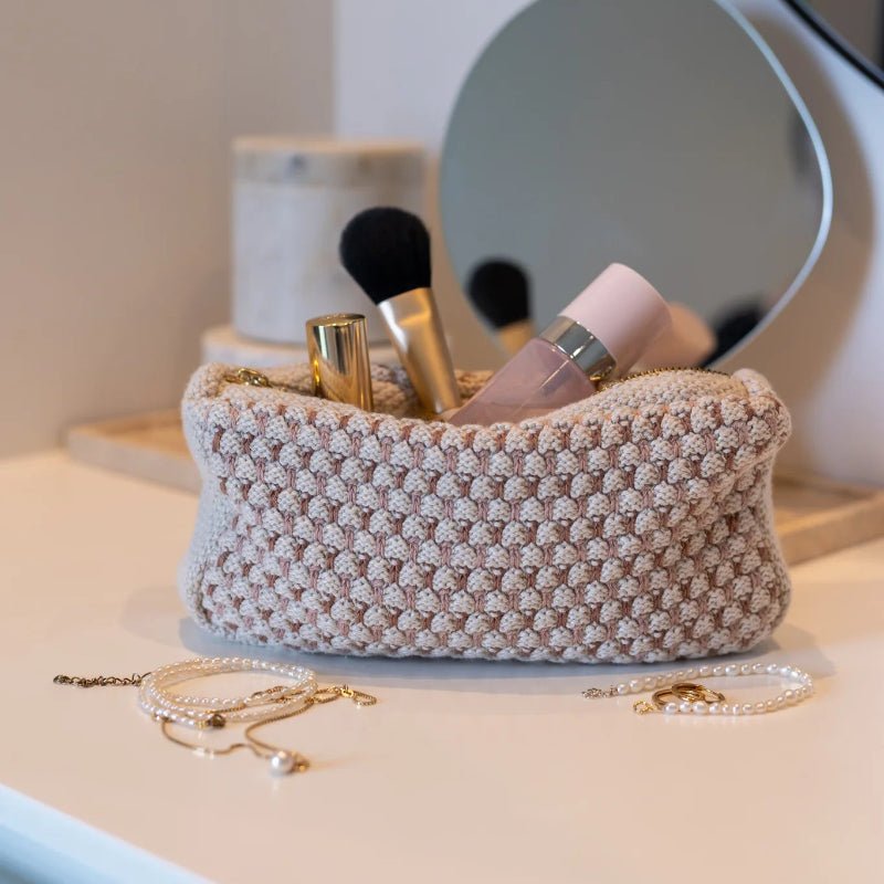 Clutch - beige - rose - Brown - 22x11x5 cm - Nordic Home Living