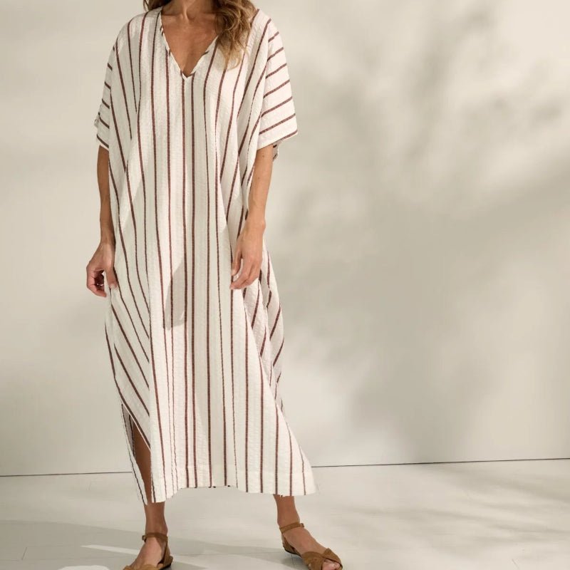 Cover Kaftan - Wawe - ecry/terra - Nordic Home Living