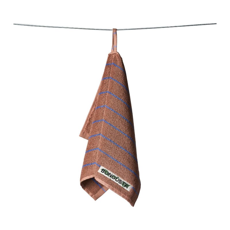 Gæstehåndklæde - Naram - Camel & ultramarine - Nordic Home Living