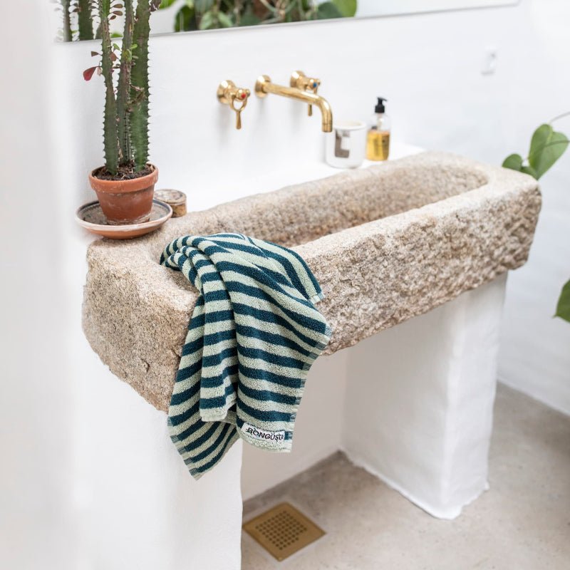 Håndklæde - Naram - sea foam & Deep teal - Nordic Home Living