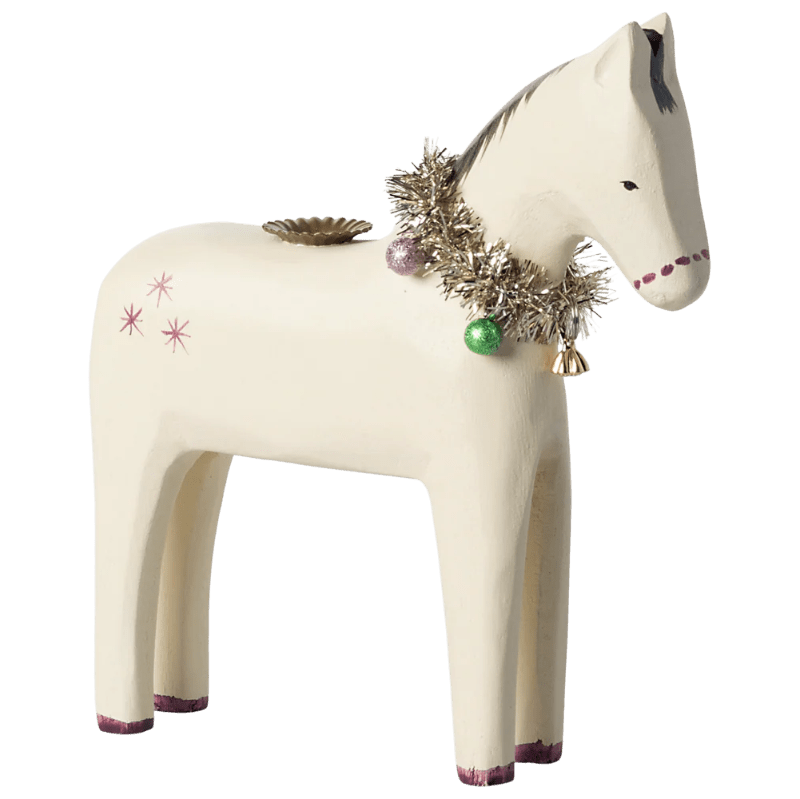 Hest - Lille - Træ - lysestage - Nordic Home Living