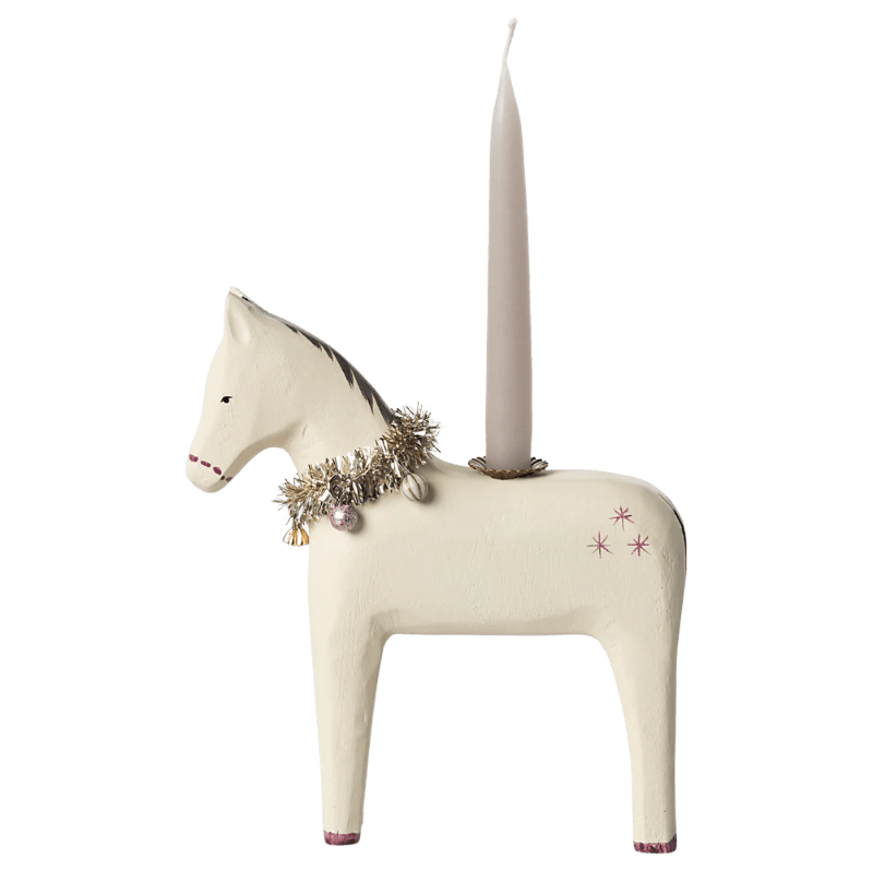 Hest - stor - Træ - lysestage - Nordic Home Living