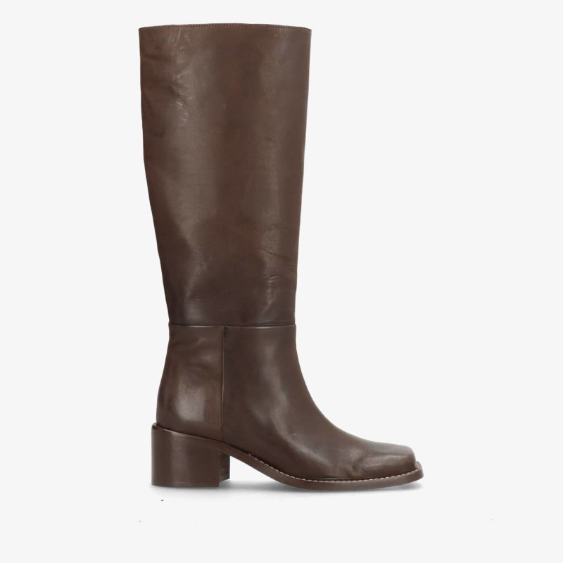 Støvle - Martina Square Long - chokolat leather