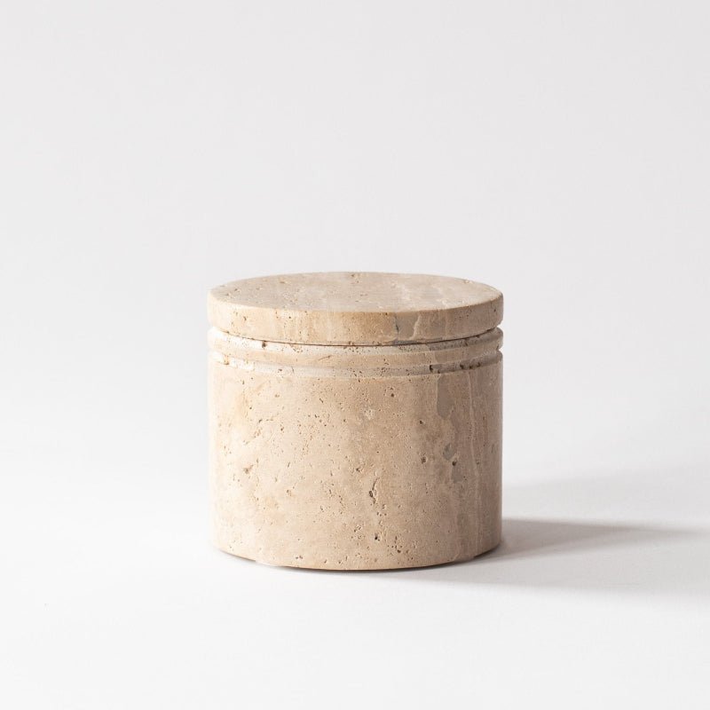 Krukke med låg - Travertin - Nordic Home Living