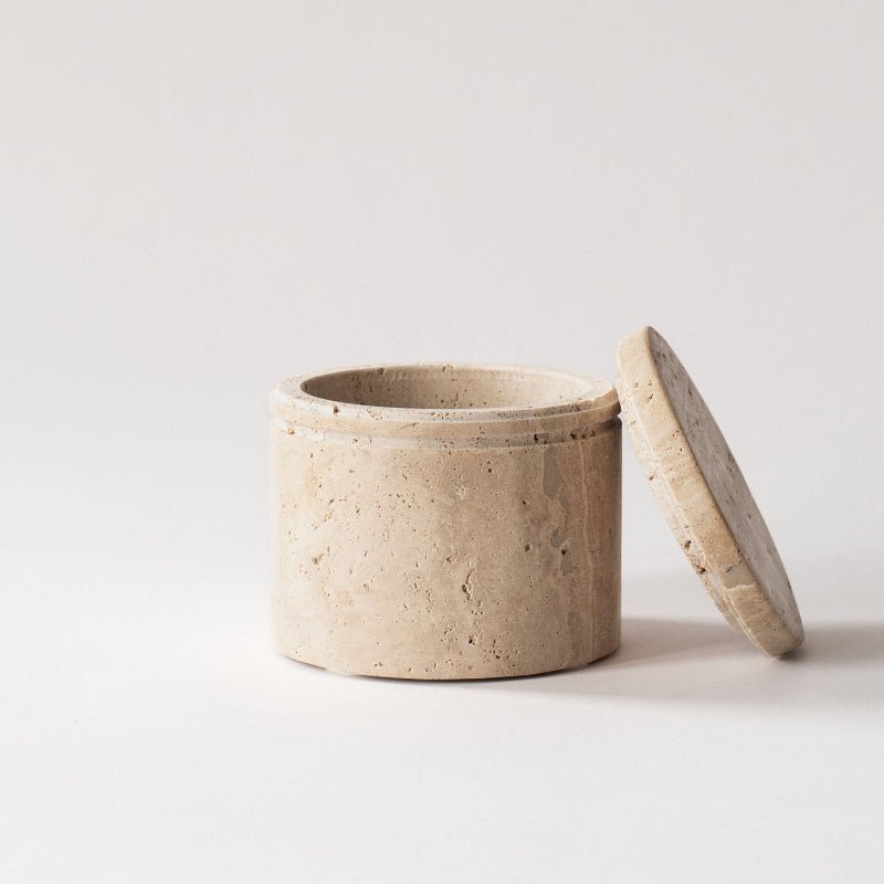 Krukke med låg - Travertin - Nordic Home Living