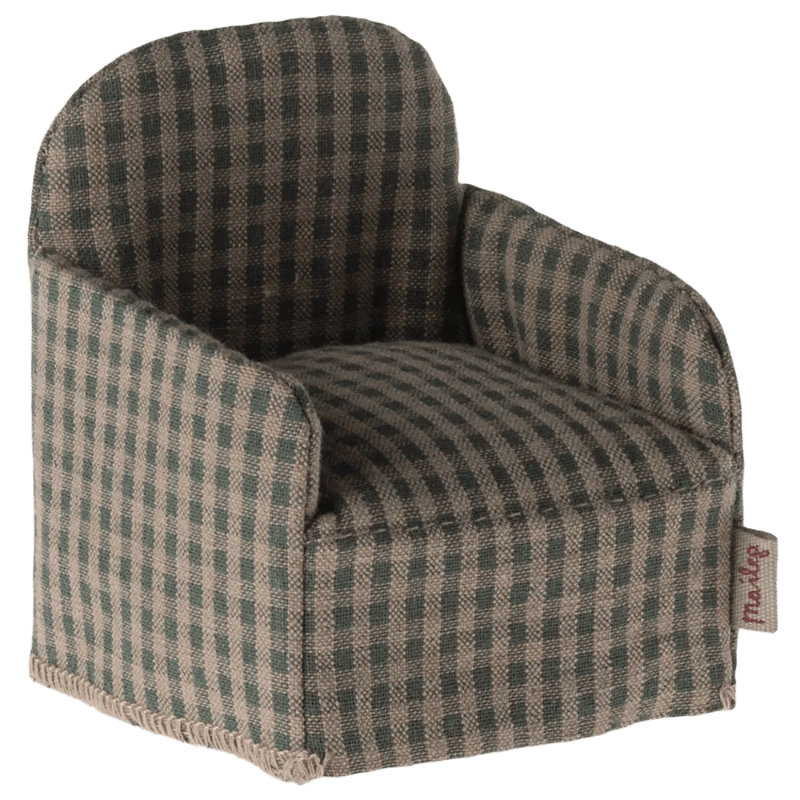 Lænestol - Grøn tern - til dukkehus - Mus | Maileg - Nordic Home Living