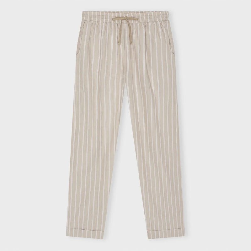 Laura - Pants - Casual - sand/ pure white stripe - Nordic Home Living