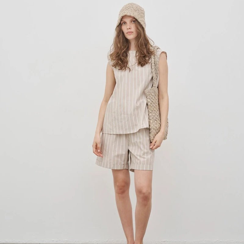 Laura - Shorts - Sand/ pure white - Nordic Home Living