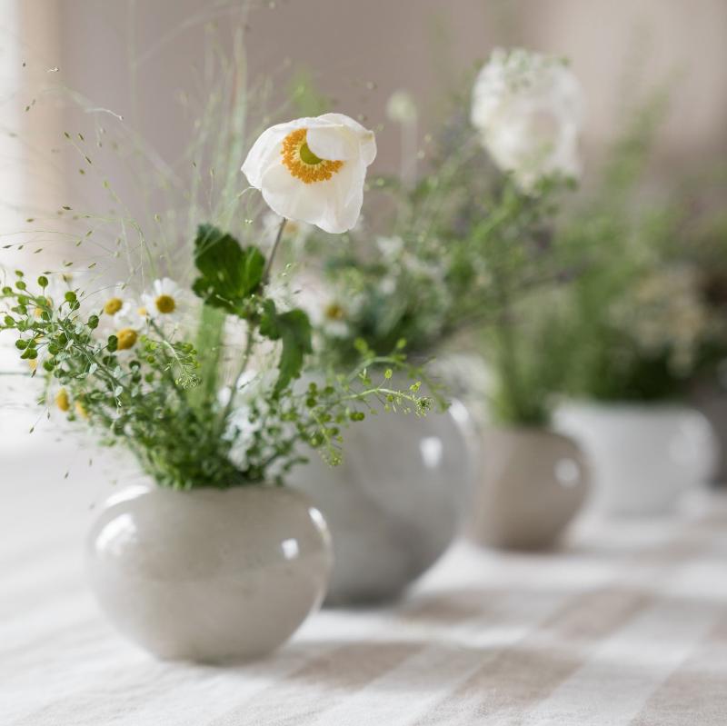 Lysestage - Glas - Grå - D: 9 cm H: 7,5 cm | ERNST - Nordic Home Living