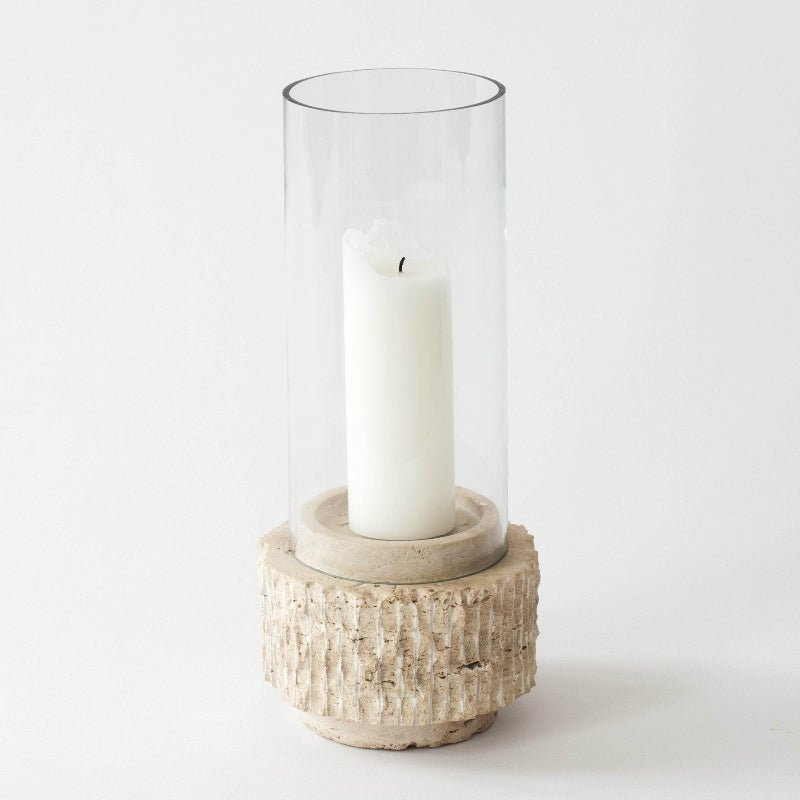 Lysestage med glas - Travetin - Nordic Home Living