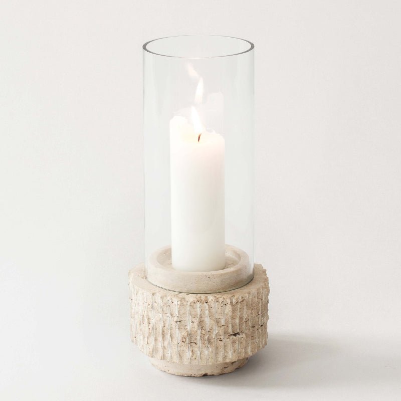 Lysestage med glas - Travetin - Nordic Home Living