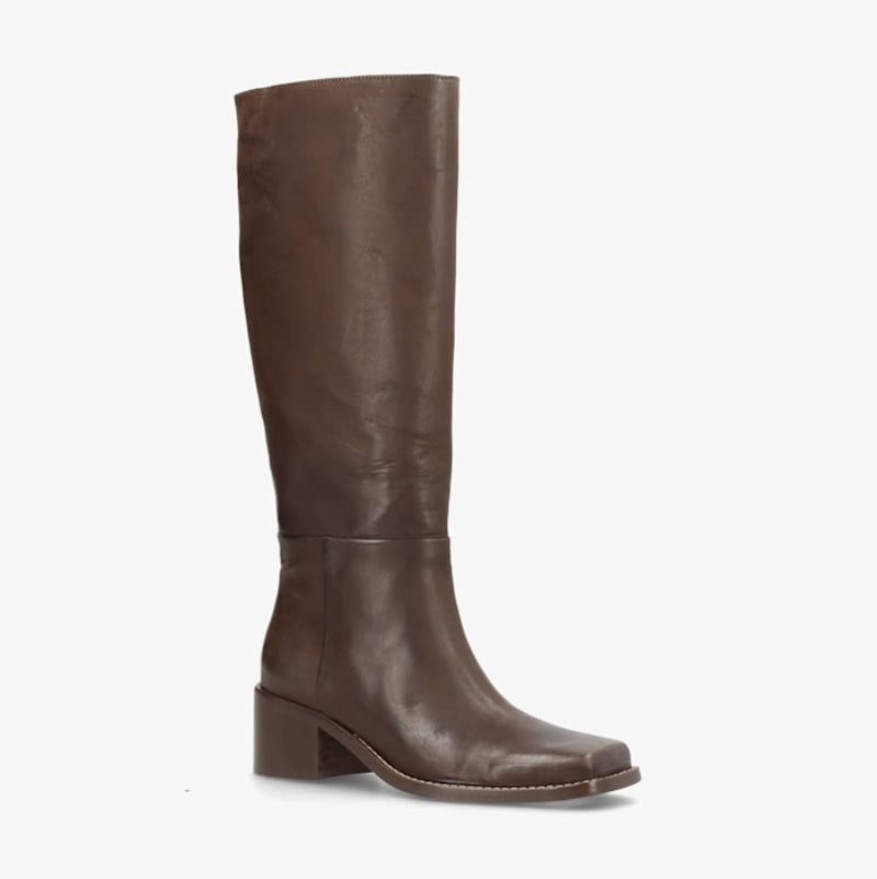 Støvle - Martina Square Long - chokolat leather