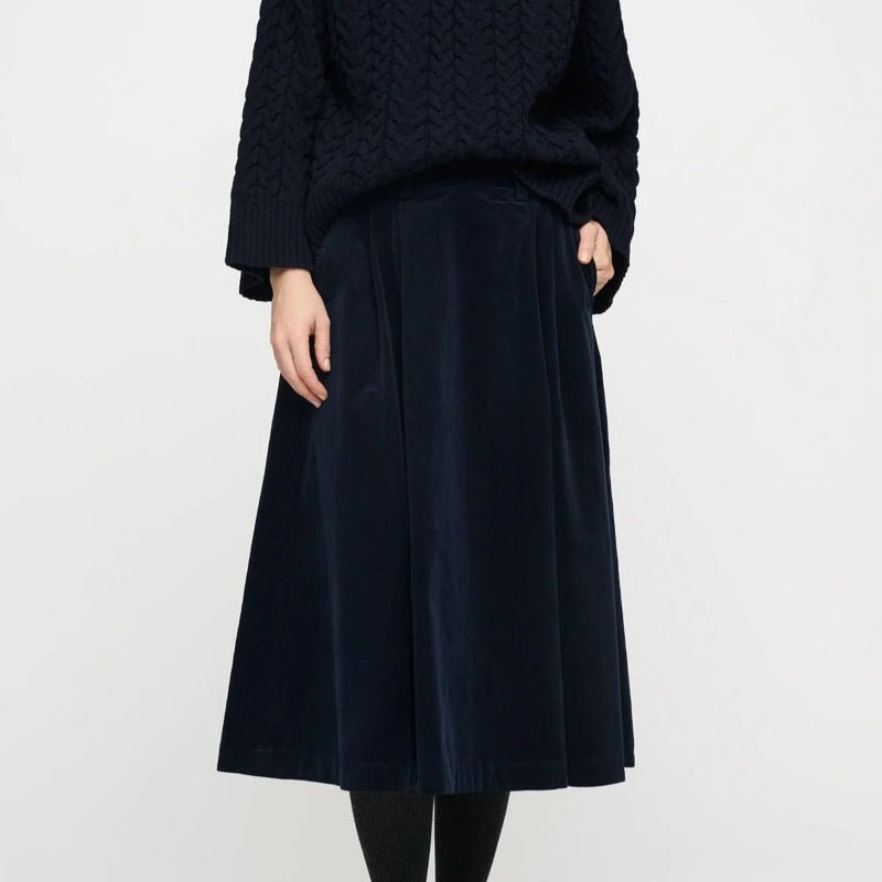 Nederdel - Fløjl - navy - Nordic Home Living