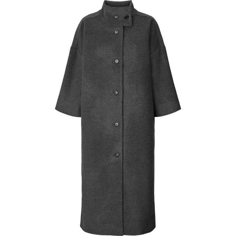 Nete Coat - Dark grey melange - wool - Nordic Home Living