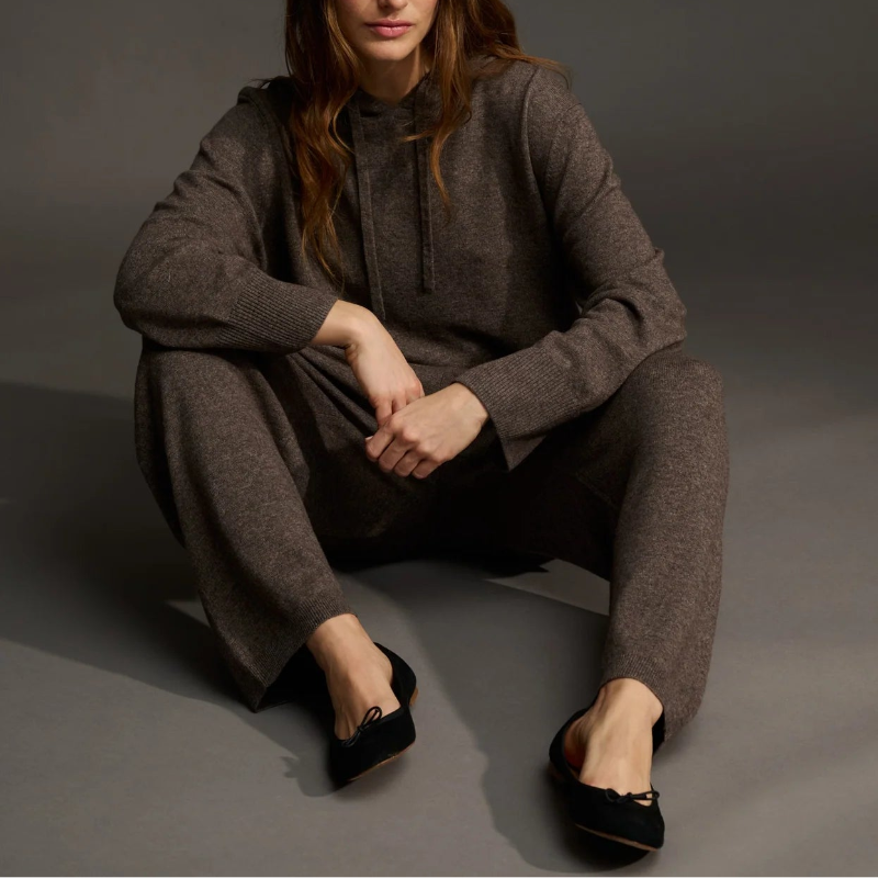 Pants knit Merino - Brown melange