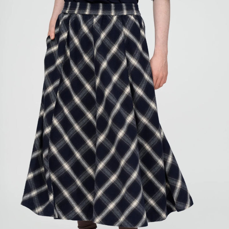 Pin skirt check - navy/grey/ecru