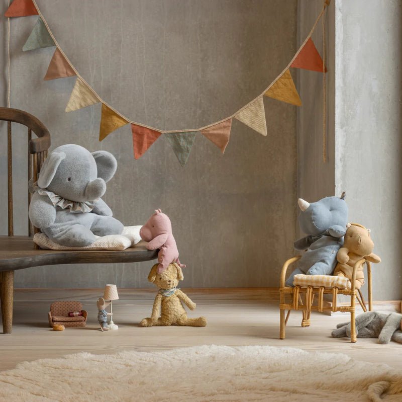 Plyselefant - Big - Blå/grå - Nordic Home Living