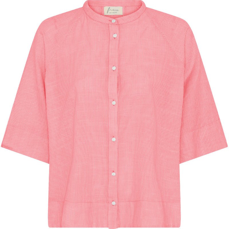 Skjorte - Abu Dahbi 3/4 - Hot coral/hvid - Nordic Home Living