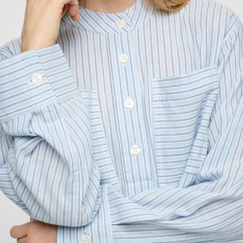 Skjorte - Ayla - Light blue/ecru/navy - Nordic Home Living