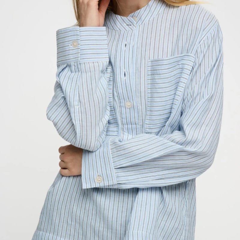 Skjorte - Ayla - Light blue/ecru/navy - Nordic Home Living