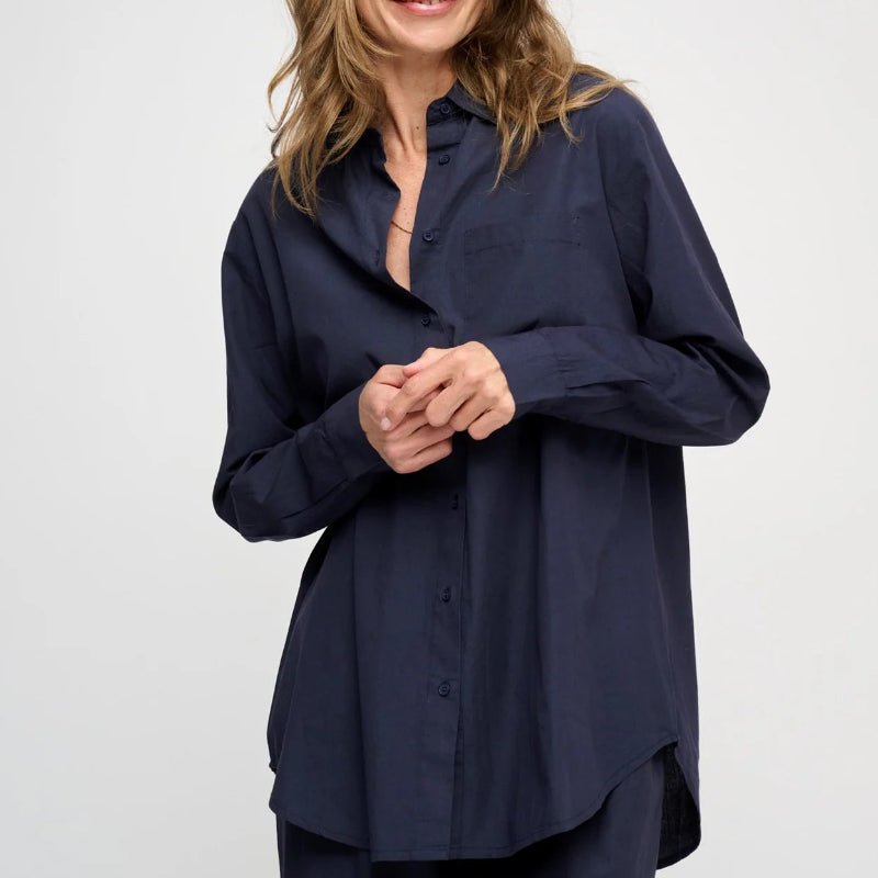 Skjorte - Gaia - Navy - Nordic Home Living