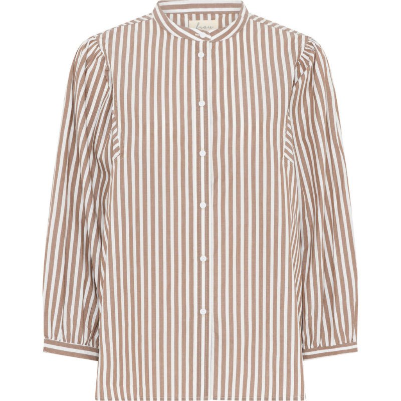 Skjorte - Pisa Puff - Coffee wide stripe - Nordic Home Living