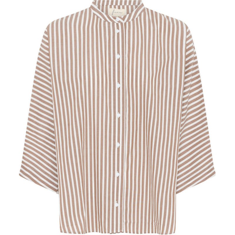 Skjorte - Seoul Short - Coffee Wide Stripe - Nordic Home Living