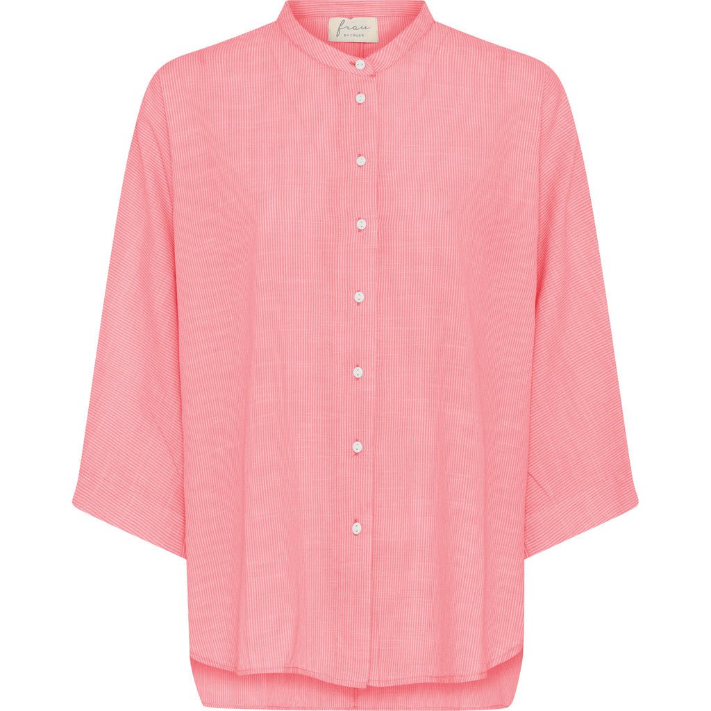 Skjorte - Seoul Short - Hot coral/hvid - Nordic Home Living