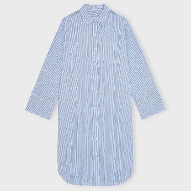 Skjortekjole - Athena Stripe - White/Heaven blue - Nordic Home Living