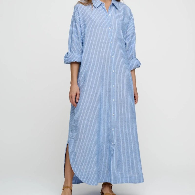 Skjortekjole - Ava - Light blue/ white - Nordic Home Living