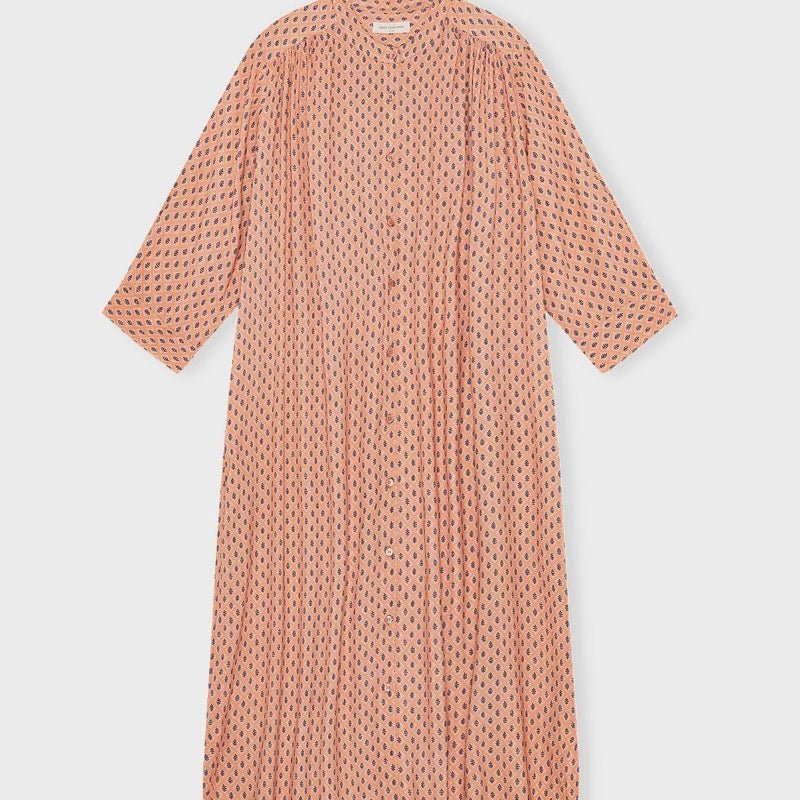 Skjortekjole - Laurella - Flower - Peach/blue - Nordic Home Living