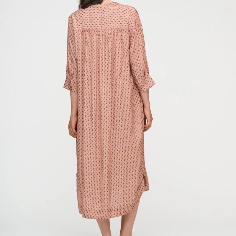 Skjortekjole - Laurella - Flower - Peach/blue - Nordic Home Living