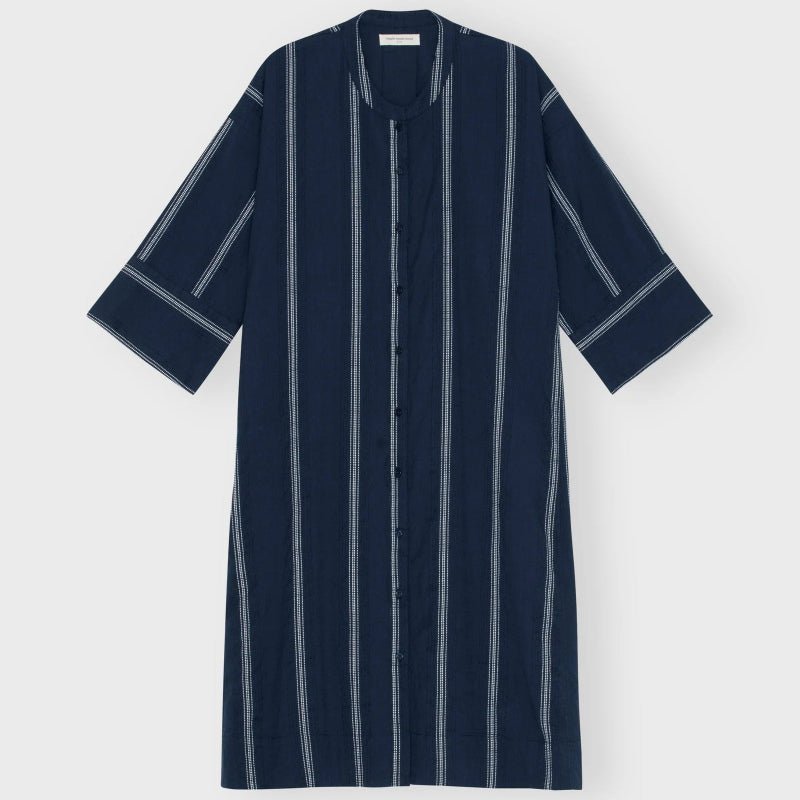 Skjortekjole - Lively - navy/hvid - Nordic Home Living