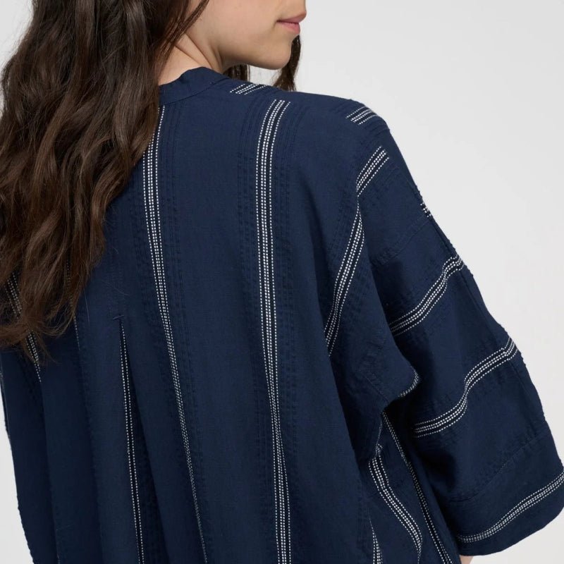 Skjortekjole - Lively - navy/hvid - Nordic Home Living