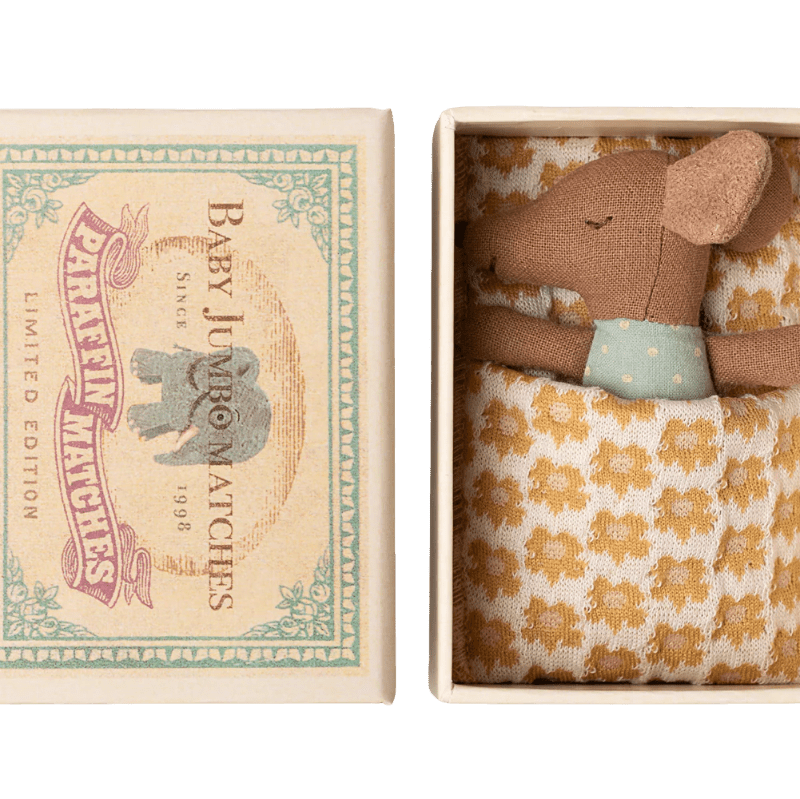 Sleepy/Wakey Baby Mus - i tændstikæske - Blå - Nordic Home Living