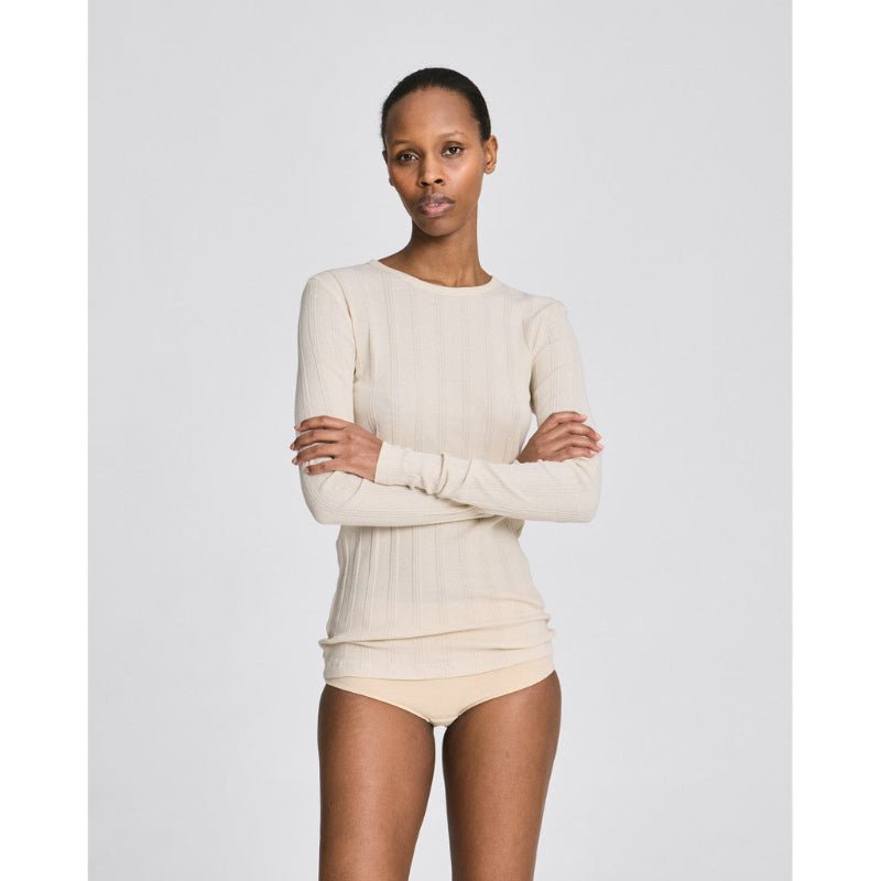 Thyra - L/S Cotton top - Drop needle - Ancient grey - Nordic Home Living