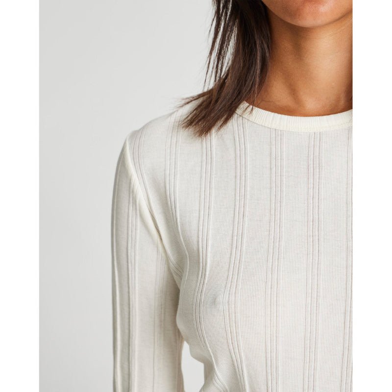 Thyra - L/S Cotton top - Drop needle - off white - Nordic Home Living