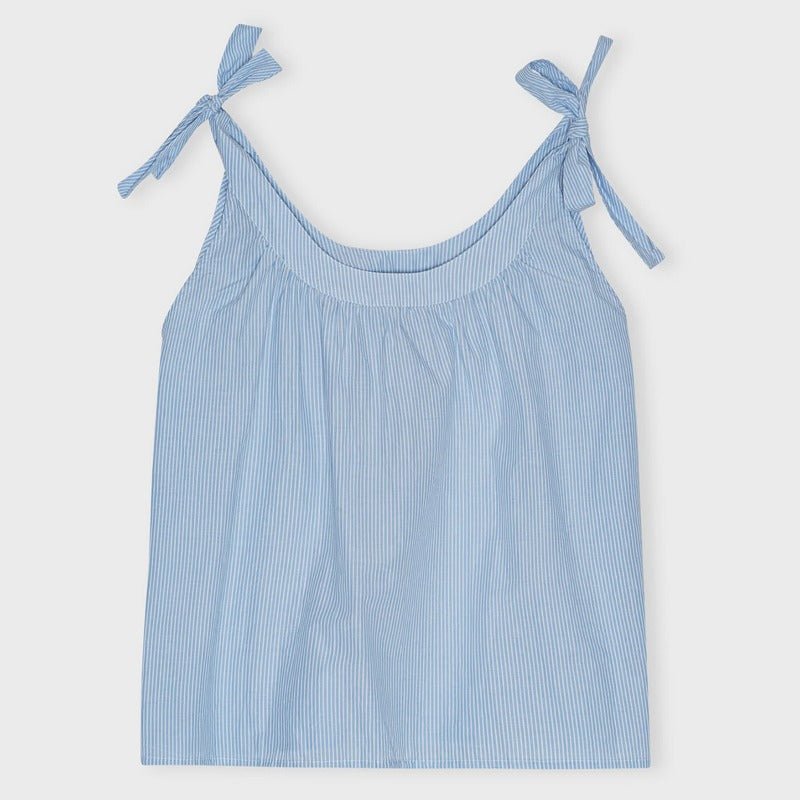 Top - Laura - Tie - Blå/Hvid strib | Care By Me - Nordic Home Living